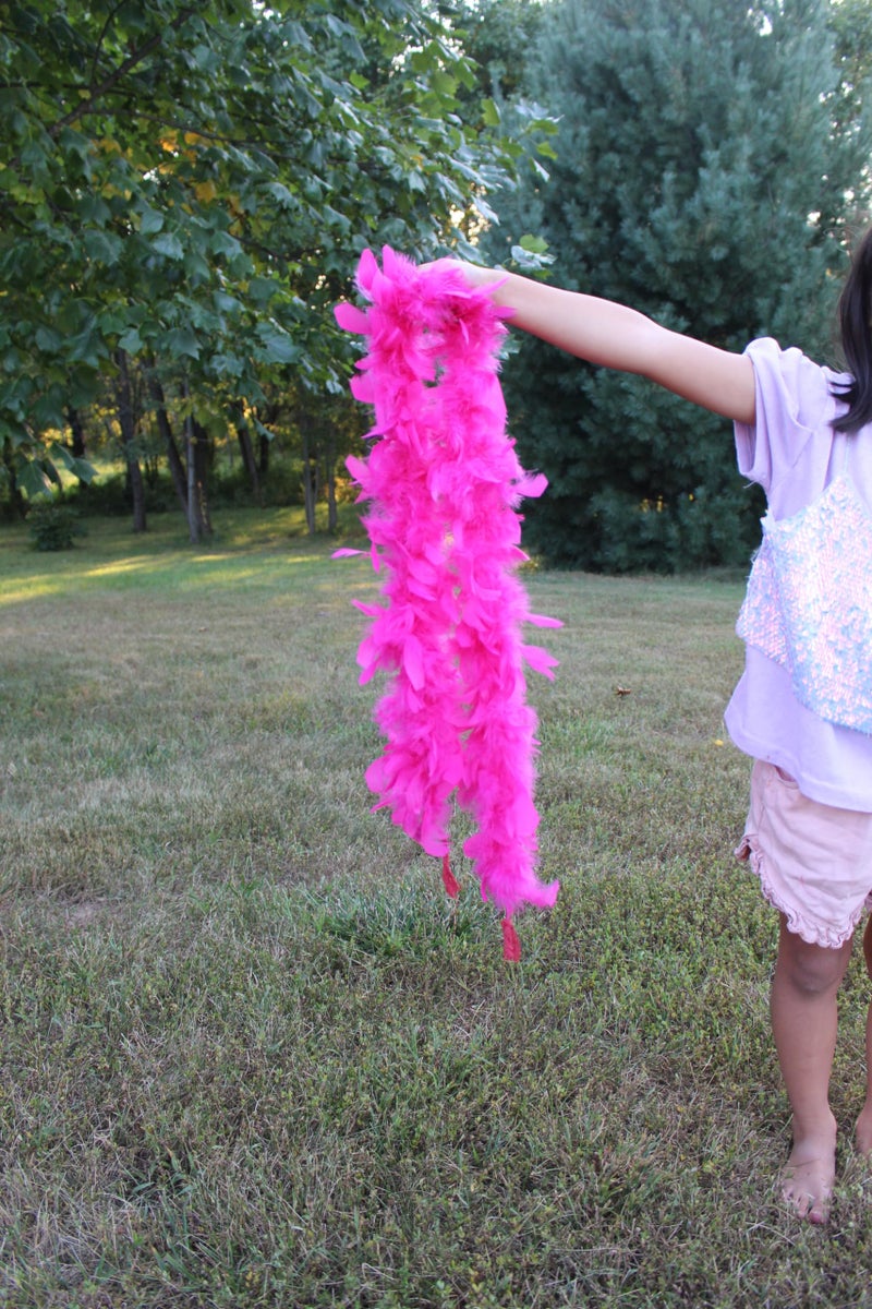 Flydreamfeathers 25 Gram, 4 Feet Long Chandelle feather boa, Great for Party, Wedding, Halloween Costume, Christmas Tree, Decoration (Hot Pink) - Image 3